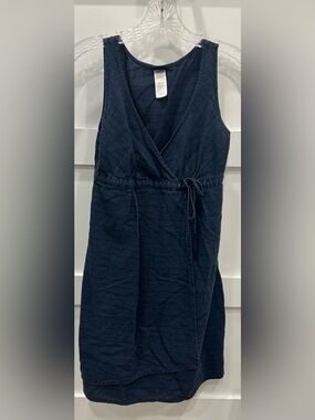 Patagonia Navy Wrap Dress with Tie Waist Organic Cotton / Hemp Blend